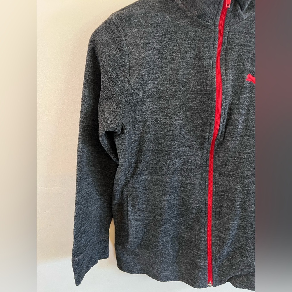 Puma Boys Youth Large 12-14 Gray Zip Up Jacket Athletic Track Sweatshirt - Picture 2 of 10